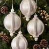 4in Round Rhinestone Wrapped White Hanging Decorative Ornament
