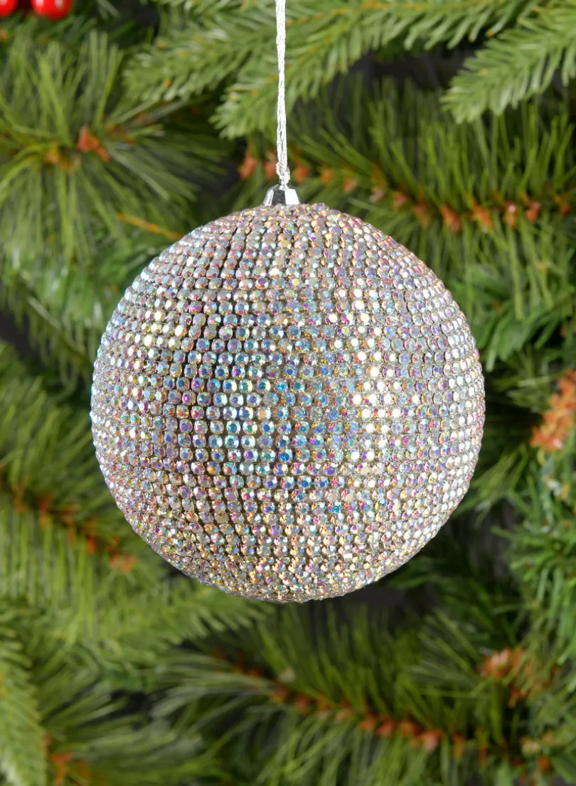 3.5in Round Shimmer Crystal Bead Plastic Ornament