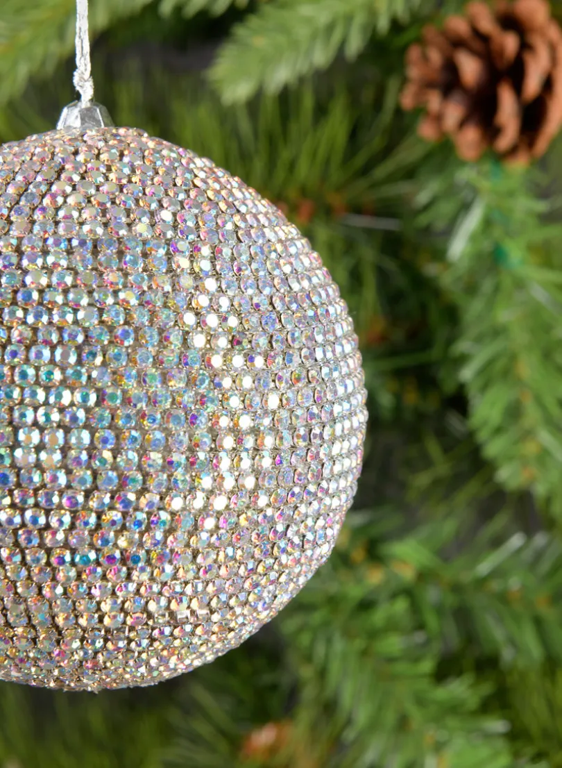 3.5in Round Shimmer Crystal Bead Plastic Ornament