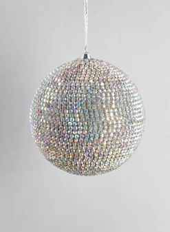 3.5in Round Shimmer Crystal Bead Plastic Ornament