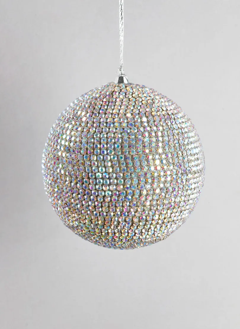 3.5in Round Shimmer Crystal Bead Plastic Ornament