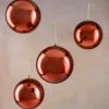 4in Round Shiny Dark Copper Plastic Ornament Ball, Set of 4