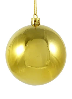 3 1/8in Round Shiny Gold Plastic Ornament Ball (80mm)