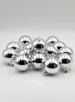 3 1/8in Round Shiny Silver Glass Ornament Balls (80mm)
