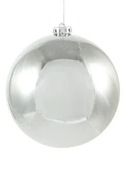 6in Round Shiny Silver Plastic Ornament Balls (150mm)
