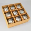 3in Round Silver Beaded Glass Ornament Ball, Set of 9
