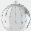 4in Round Silver Dust Lined Shiny Plastic Ornament Ball