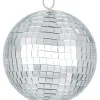 4in Round Silver Mirror Ball Ornaments, Set of 6