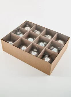 2.5in Round Vintage Glass Ornament Balls, Set of 12