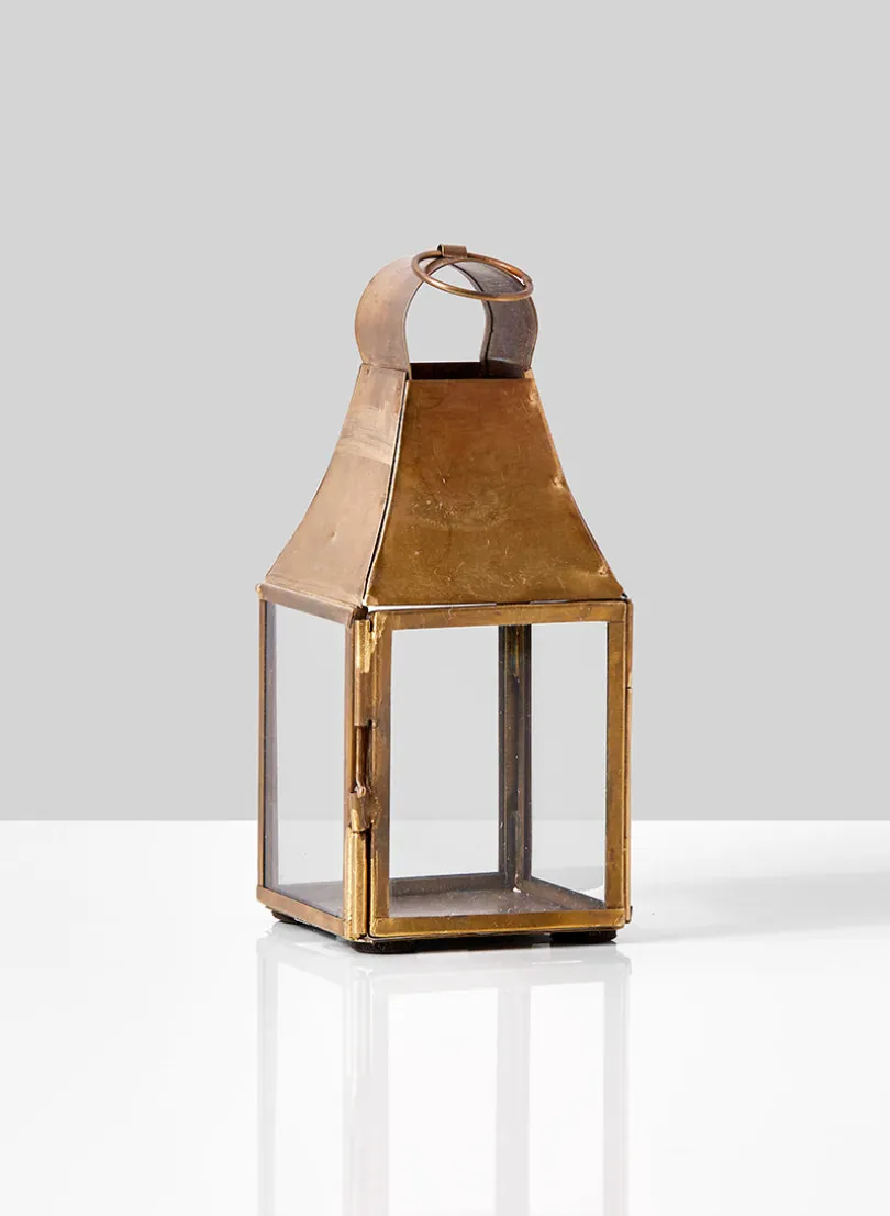 5in Rustic Brass Square Lantern