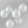 4in Shiny White Glass Ball Ornament, Set of 6