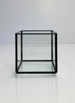 4in Square Black Antique Glass Box Without Lid
