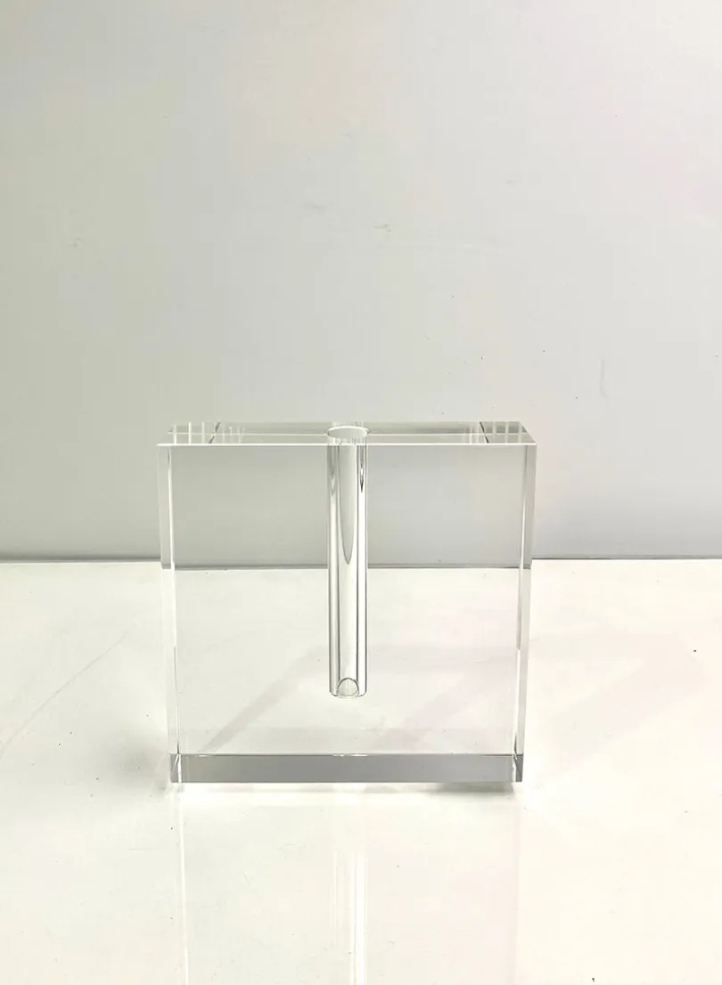 6.5in Square Space Modern Crystal Glass Vase
