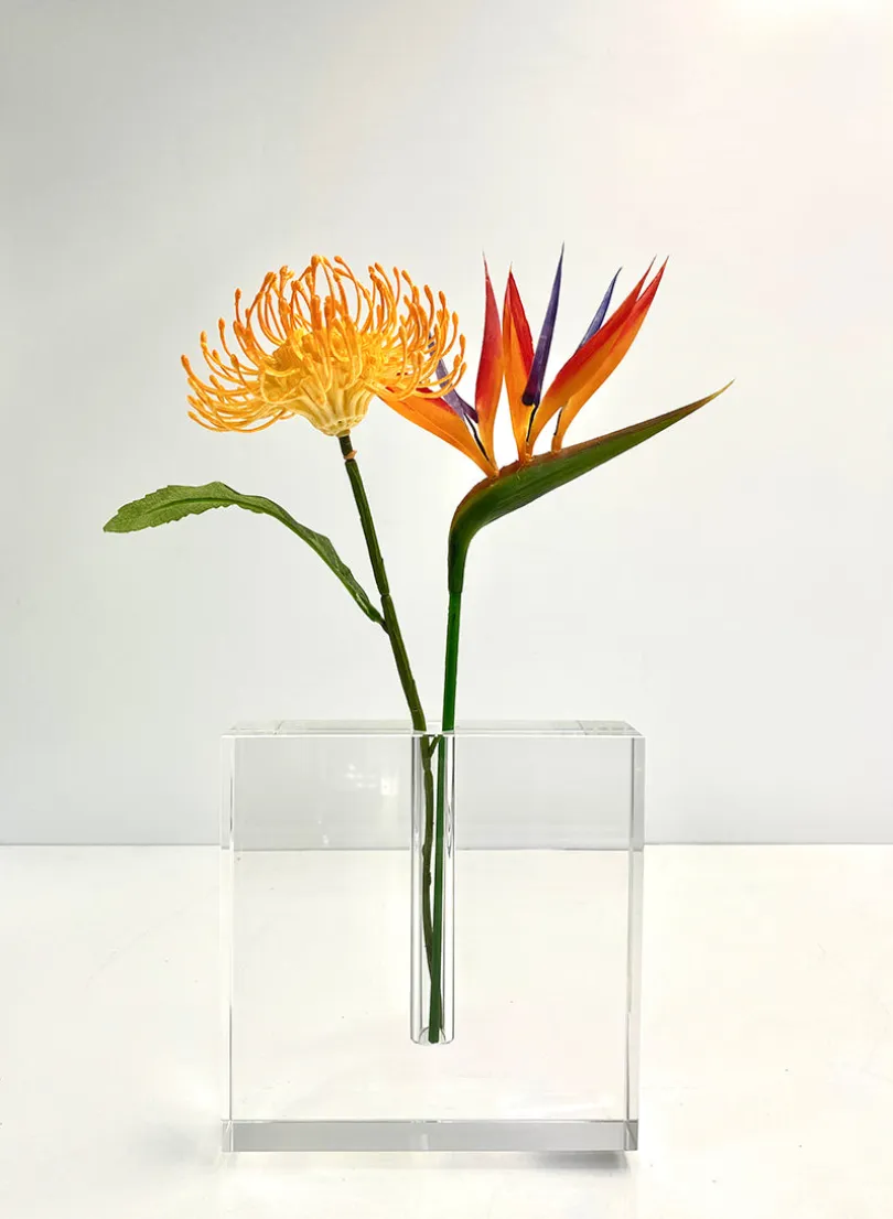 6.5in Square Space Modern Crystal Glass Vase