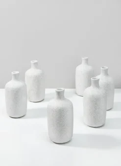 5.5in Tall Acapulco White Sandstone Bud Vase, Set of 6