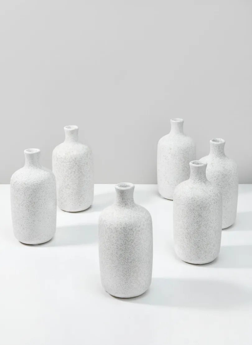 5.5in Tall Acapulco White Sandstone Bud Vase, Set of 6