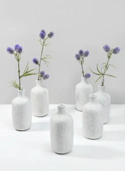 5.5in Tall Acapulco White Sandstone Bud Vase, Set of 6