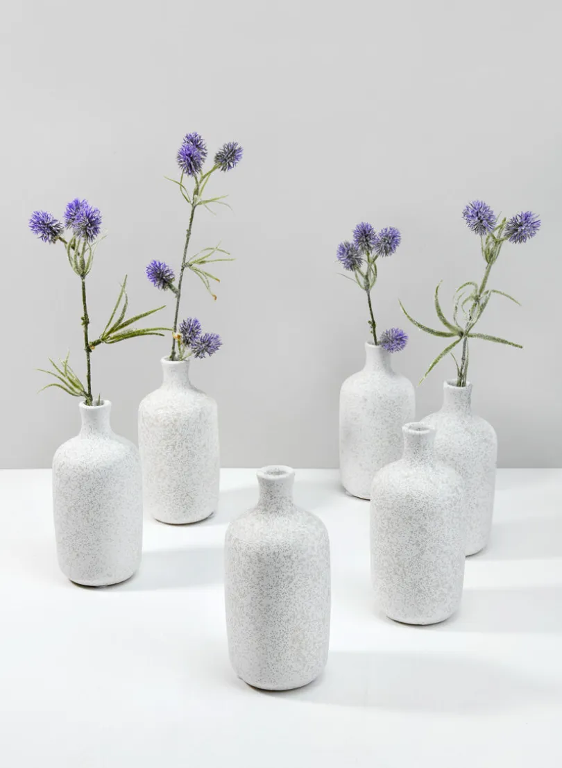 5.5in Tall Acapulco White Sandstone Bud Vase, Set of 6