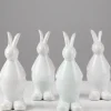 7.5in Tall Aged White Porcelain Rabbit, Set of 4