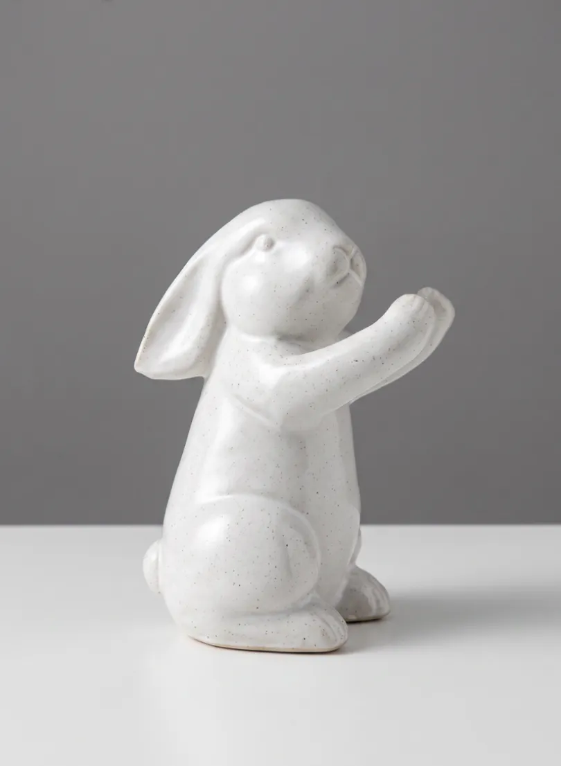 6.5in Tall Aged White Porcelain Rabbit, Set of 4