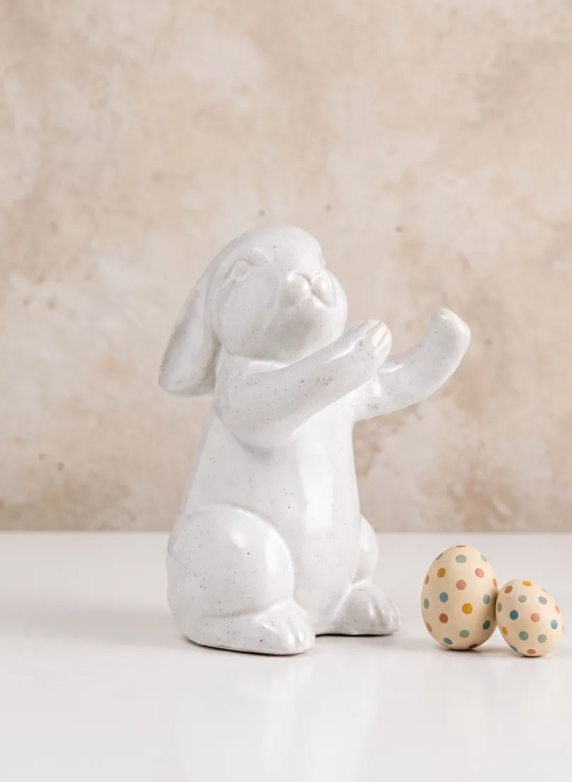 6.5in Tall Aged White Porcelain Rabbit, Set of 4
