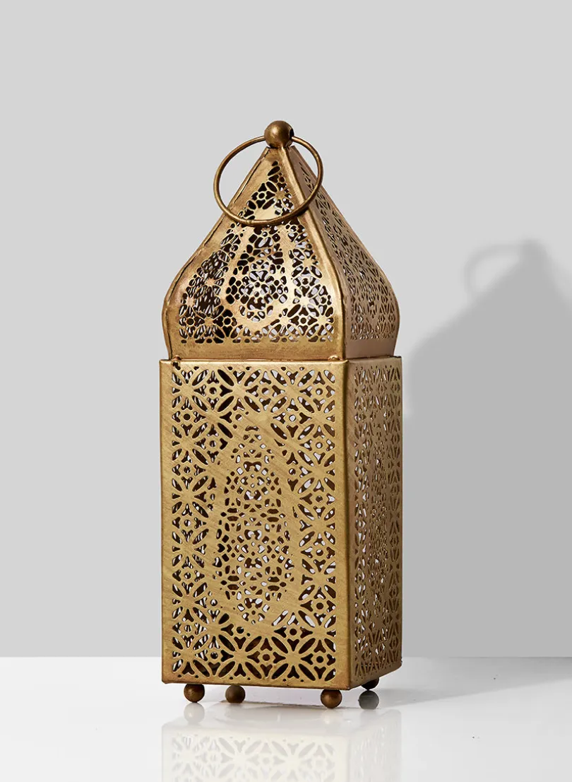 8.5in Tall Alhambra Gold Square Lantern