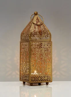 8.5in Tall Alhambra Gold Square Lantern