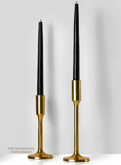 8.5in Tall Alsace Shiny Gold Candlestick