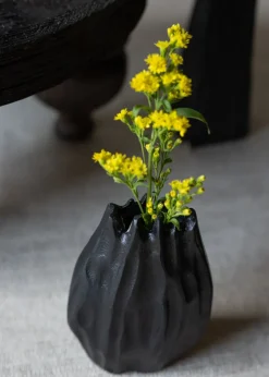 5in Tall Aluminum Cosmos Black Bark Look Mini Vase, Set of 2