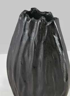 6.75in Tall Aluminum Cosmos Black Bark Look Vase