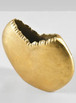 5in Tall Aluminum Iris Gold Circular Vase