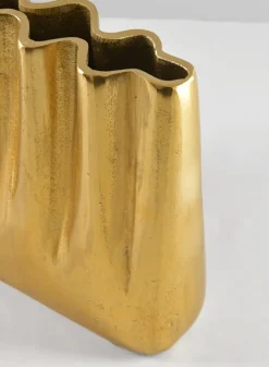 8.25in Tall Aluminum Marseilles Gold Wave Vase