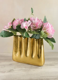 8.25in Tall Aluminum Marseilles Gold Wave Vase