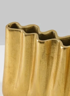 8.25in Tall Aluminum Marseilles Gold Wave Vase