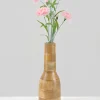 12in Tall Amazonas Deco Wood Vase With Metal Insert