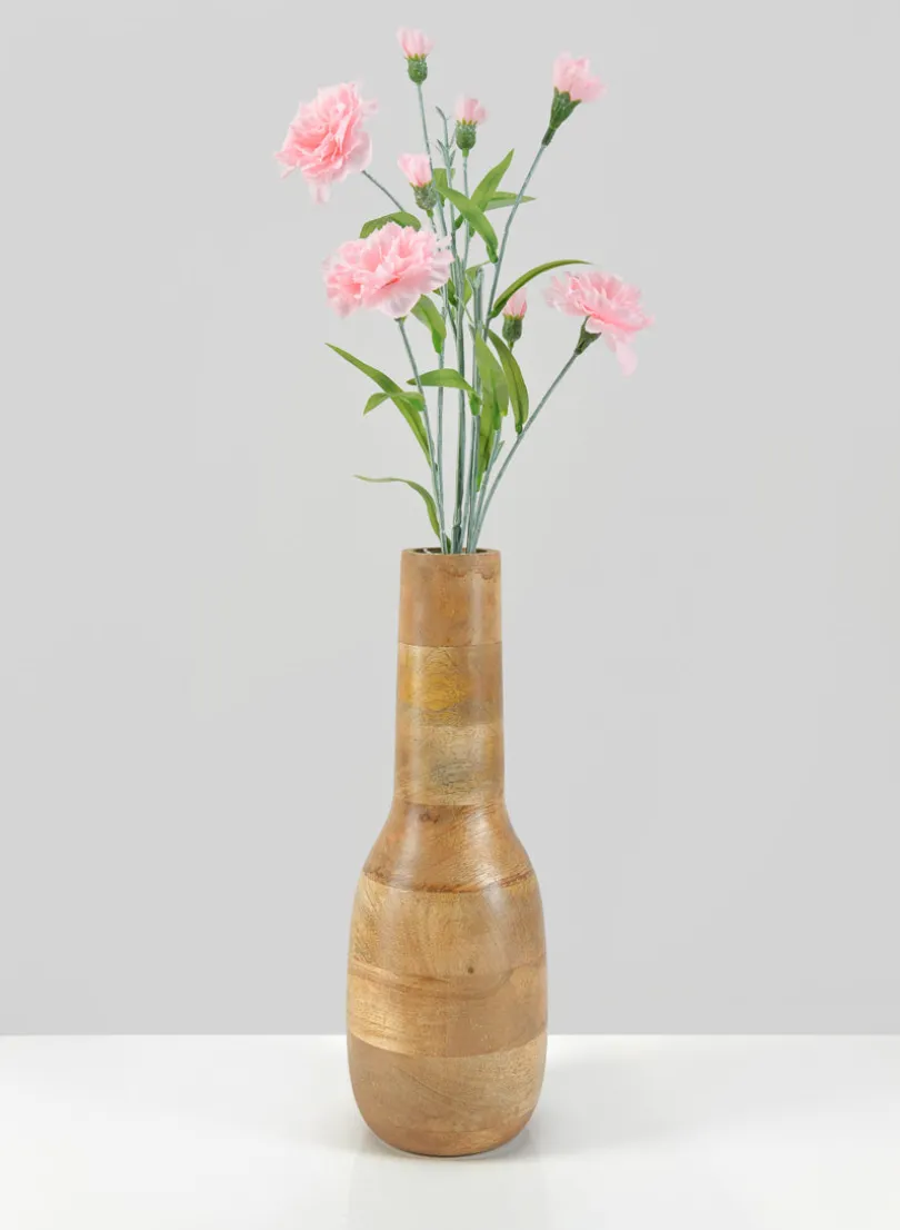 12in Tall Amazonas Deco Wood Vase With Metal Insert
