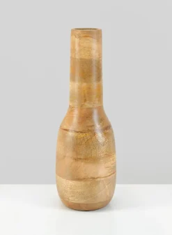 12in Tall Amazonas Deco Wood Vase With Metal Insert