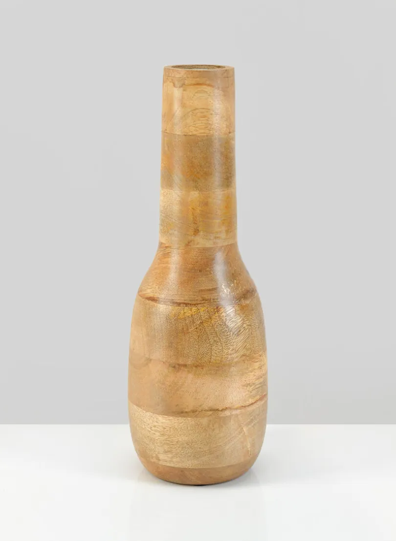 12in Tall Amazonas Deco Wood Vase With Metal Insert