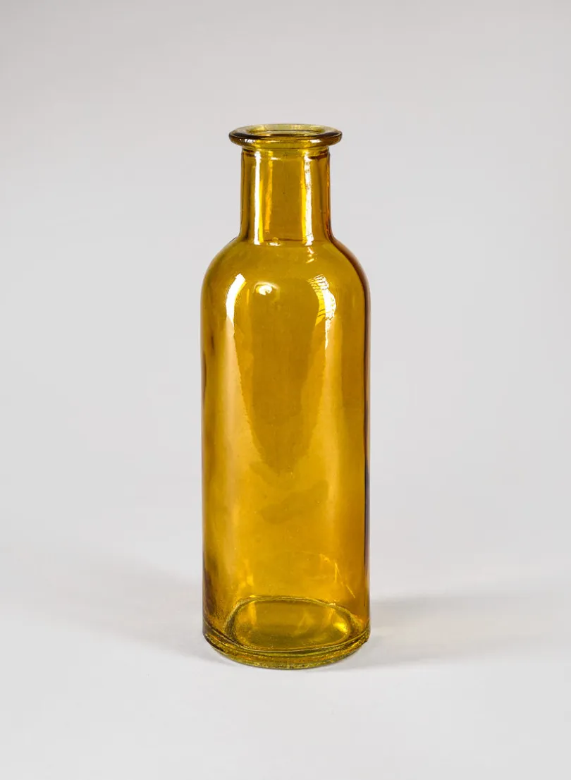 6.5in Tall Amber Glass Bottle Bud Vases, Set of 6
