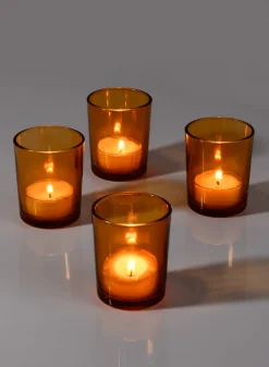 2 1/2in Tall Amber Glass Votive Holder