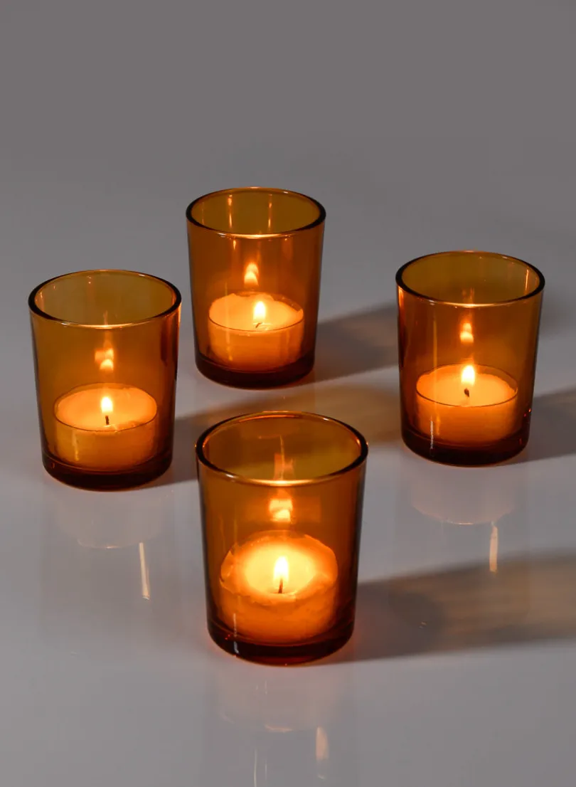 2 1/2in Tall Amber Glass Votive Holder