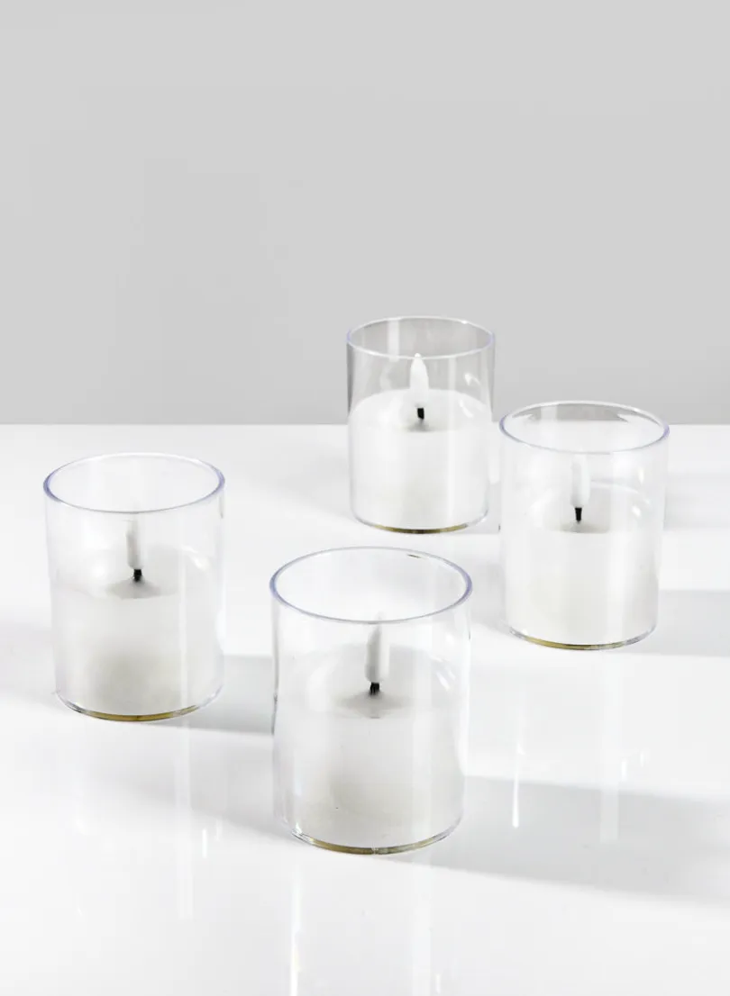3in Tall Amber Realistic Flameless Votive, Set of 4