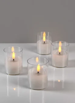 3in Tall Amber Realistic Flameless Votive, Set of 4