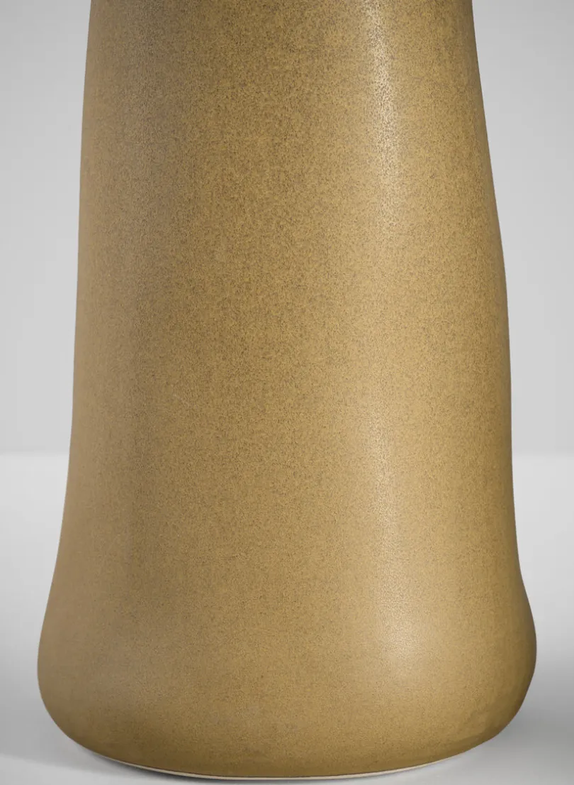 11in Tall Amund Sand Mustard Ceramic Deco Vase