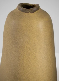 11in Tall Amund Sand Mustard Ceramic Deco Vase