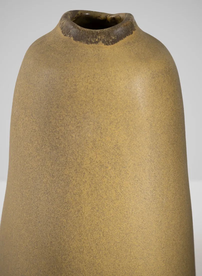 11in Tall Amund Sand Mustard Ceramic Deco Vase