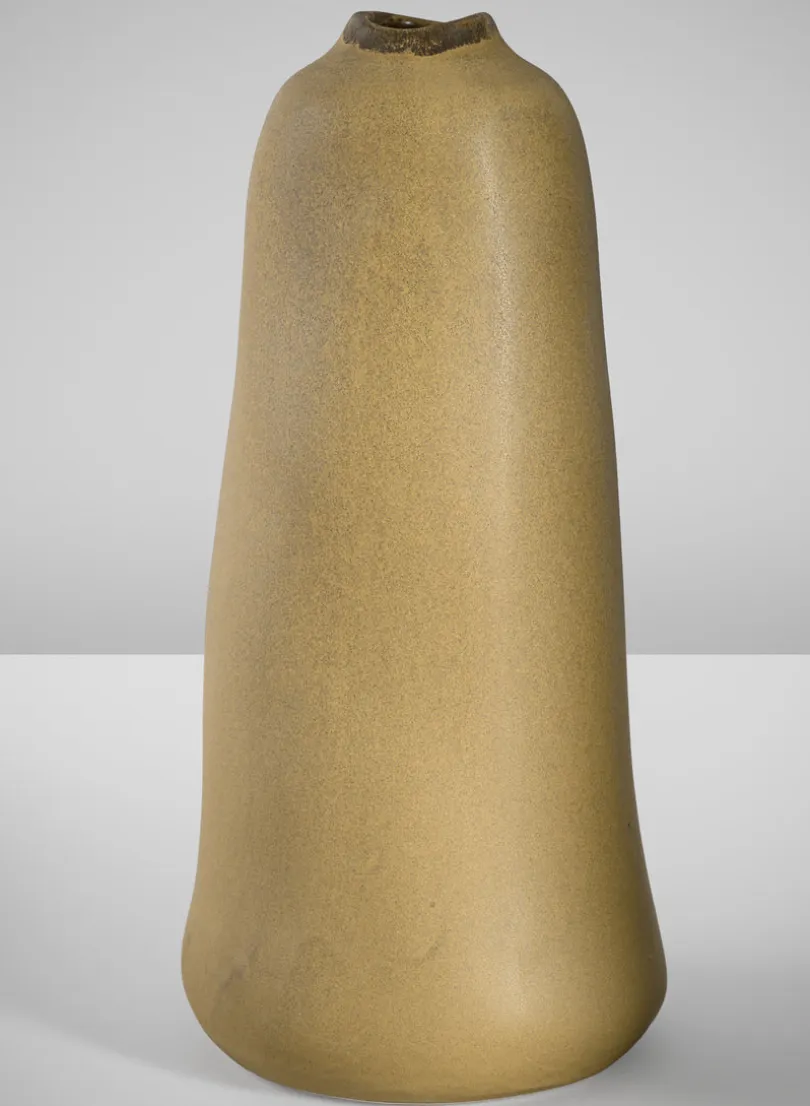 11in Tall Amund Sand Mustard Ceramic Deco Vase