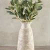 15.5in Tall Ancient White Wash Ceramic Vase