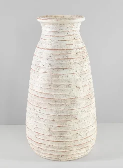 15.5in Tall Ancient White Wash Ceramic Vase