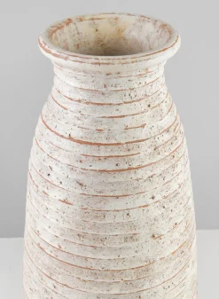 15.5in Tall Ancient White Wash Ceramic Vase